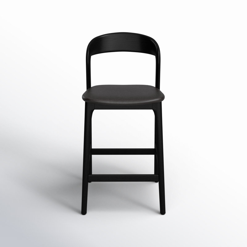 Kayla Leather Bar & Counter Stool, Counter Stool (26.5" Seat Height), Sonoma Black Genuine Leather/Black