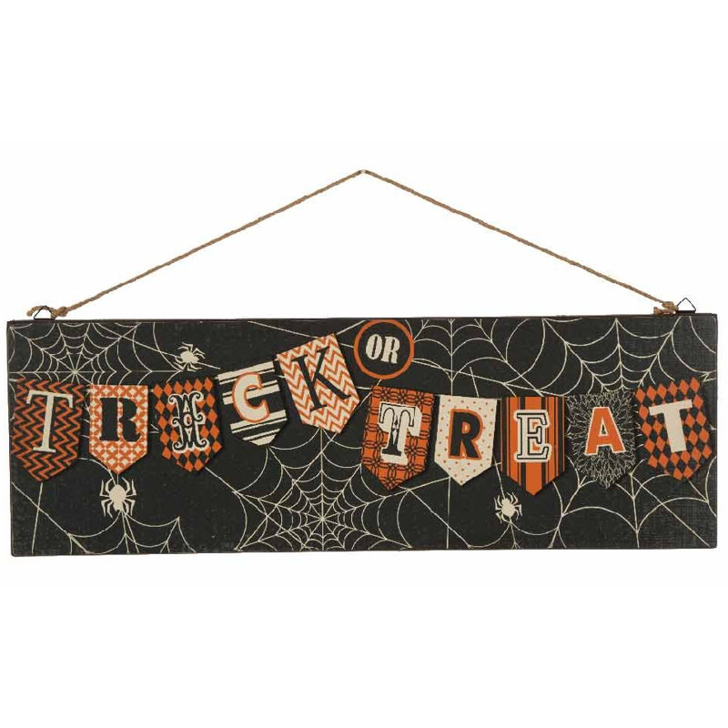 Enseigne murale halloween spiderweb en bois