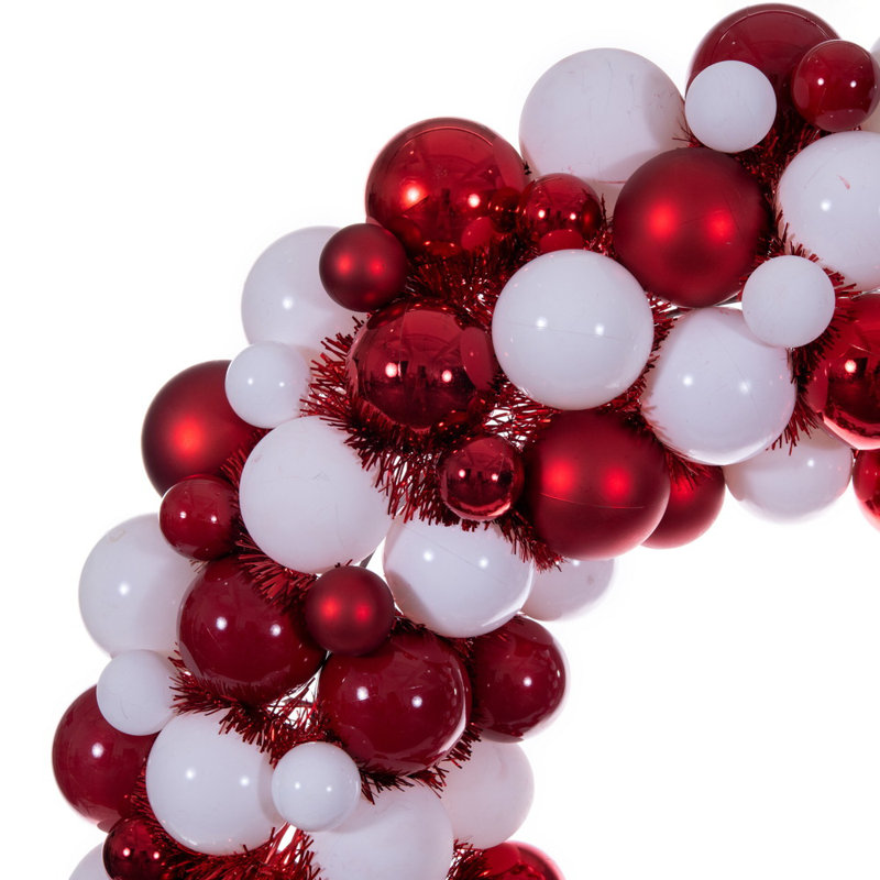 Couronne à billes 28 po UV brillant mat, Rouge, blanc