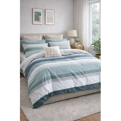  100% coton - Ensemble de housse de couette pour lit double / grand 3 pièces (comprend: 1 housse de couette 90 po x 90 po et deux taies décoratives 20 po x 30 po)