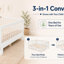 Lit double sur pied en bois Montessori avec garde-corps, lit de jour convertible 3-en-1 en lit plateforme pour enfants, cadre de lit multifonctionnel pour chambre de garçon, blanc-509366478-509366477