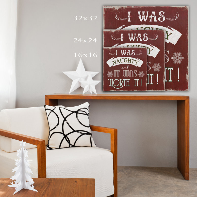 «Naughty and Worth It Type» - Art textuel, H 32 po x l 32 po x P 1,5 po, Toile tendue