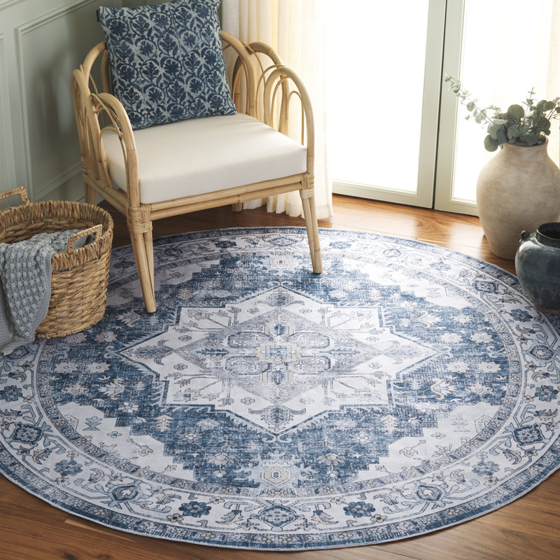 Tapis oriental performance lavable à la machine Toderita, Rond 6 pi