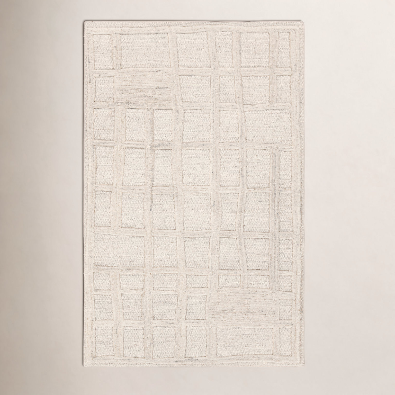 Label J Lustrous BAV04 Handmade Geometric Cream Area Rug, Rectangle 9'6" x 13'6"