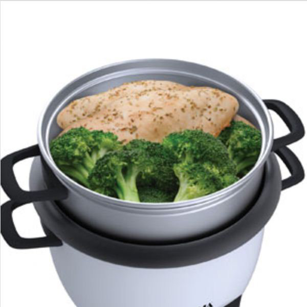 White 14-Cup Electric Rice Cooker and Steamer with Non-stick Pot