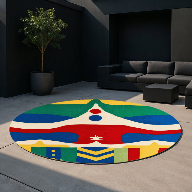 Spunky Beam Indoor And Outdoor Area Rug, Round 5'