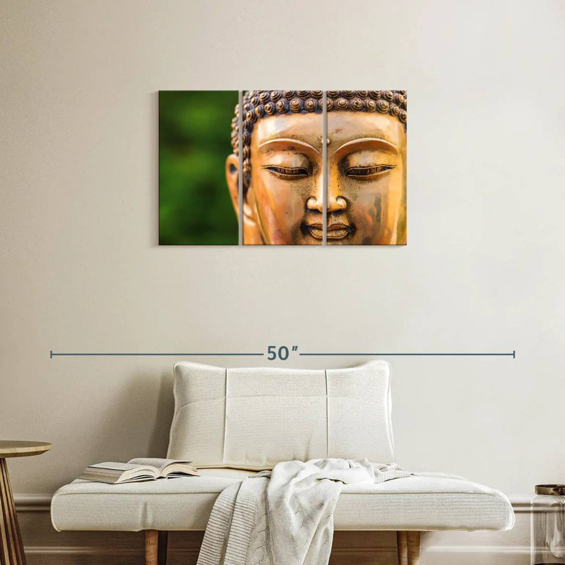Adella Golden Buddha Head, 20" H x 33" W