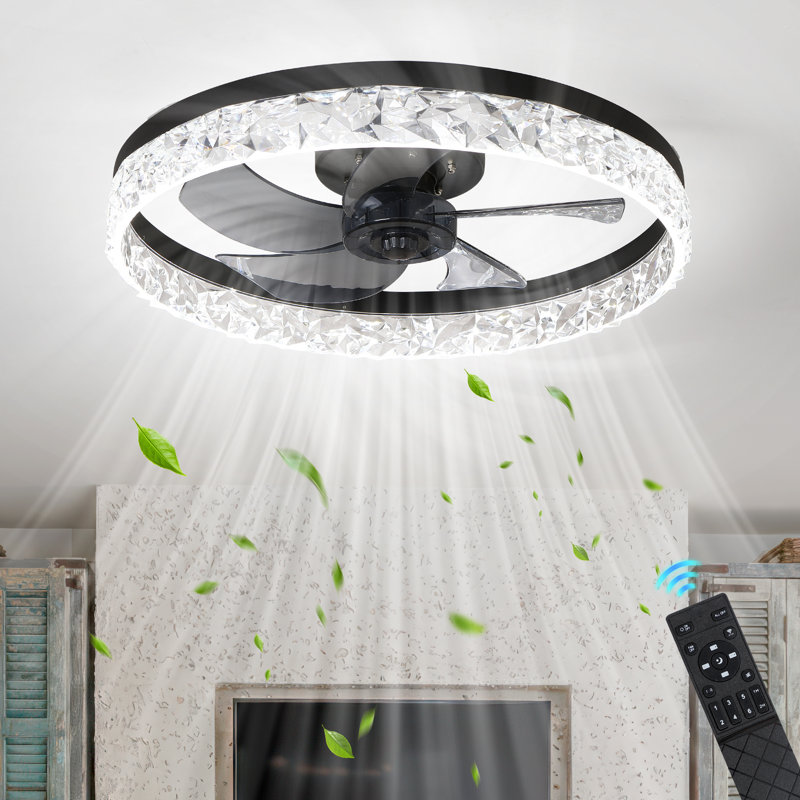 Modern LED Ceiling Fan With Light, Dimmable  & Remote Control For Bedroom, Kitchen & Living Room, Black