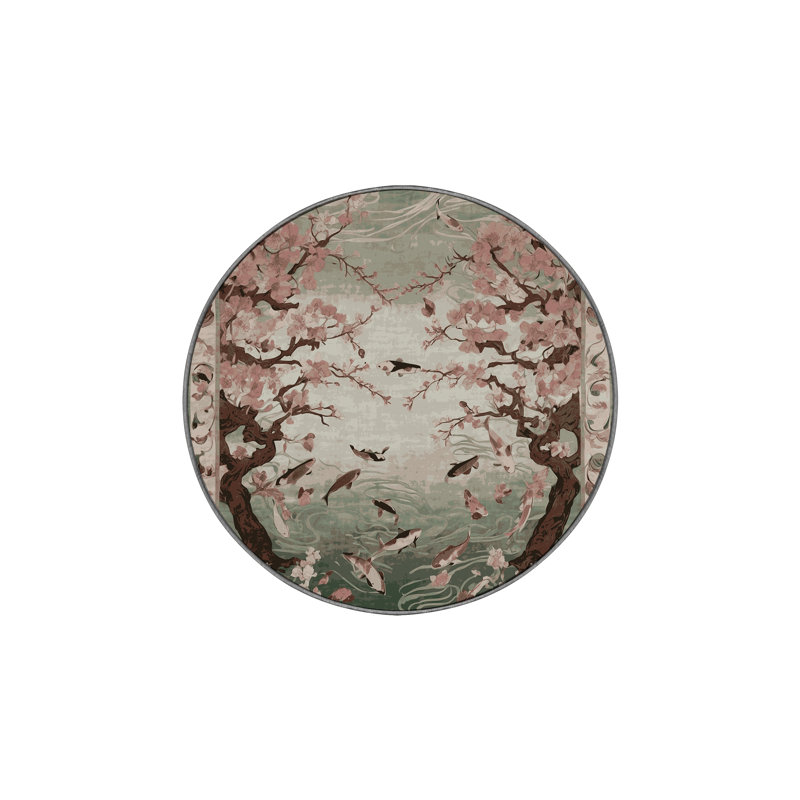 Machine Washable Gray Area Rug, Round 8'