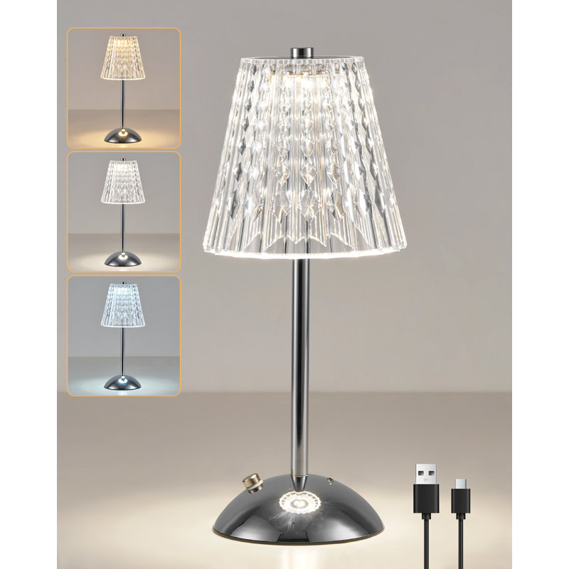 Rechargeable LED Table Lamp, Portable, Polished Chrome 