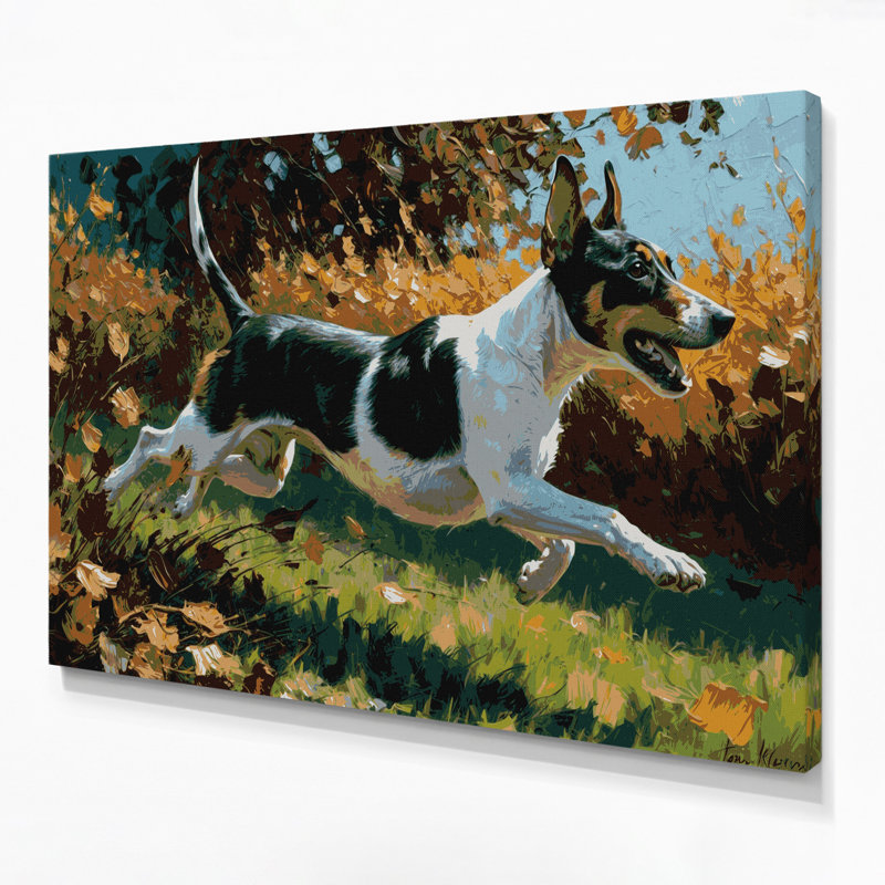 «Dogs Rat Terrier», art mural sur toile noire, 20" H x 24" W