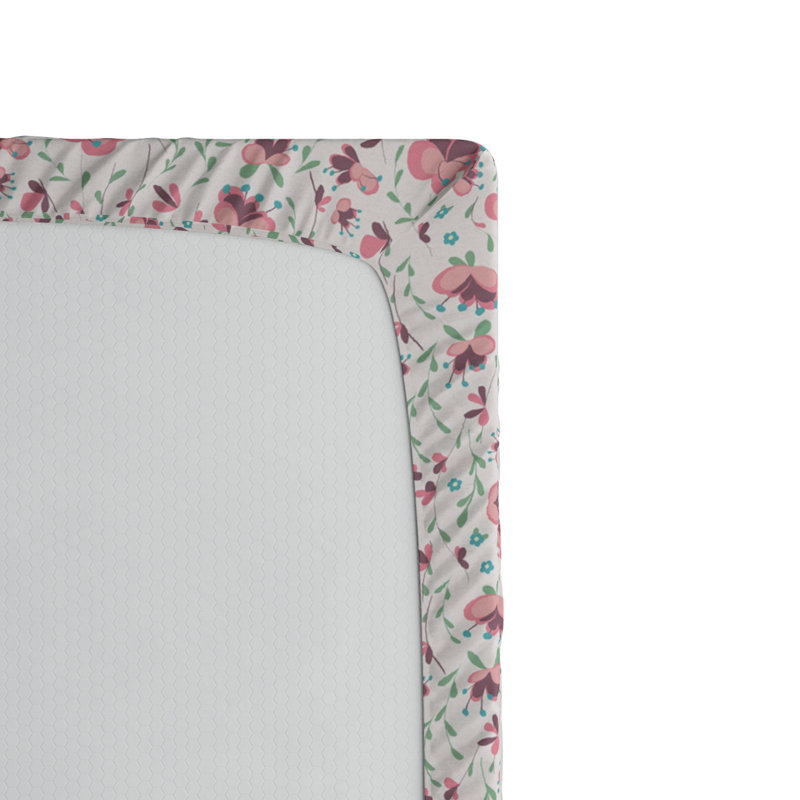 Microfiber Floral Fitted Sheet, Full Fitted Sheet, Pink Floral 2