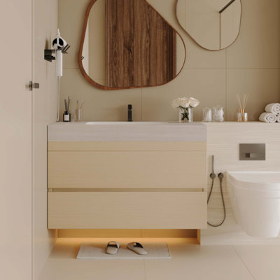 Single Bathroom Vanity with Faux Marble Top