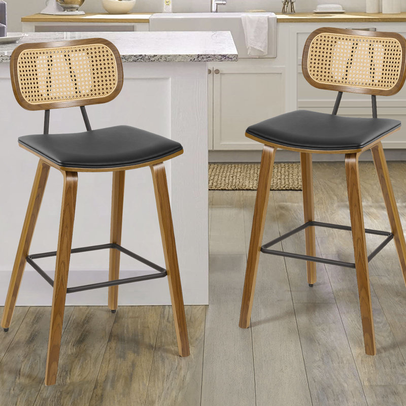 Tabouret de bar 26 po, Similicuir noir, 2, Tabouret de comptoir (siège d'une hauteur de 26 p