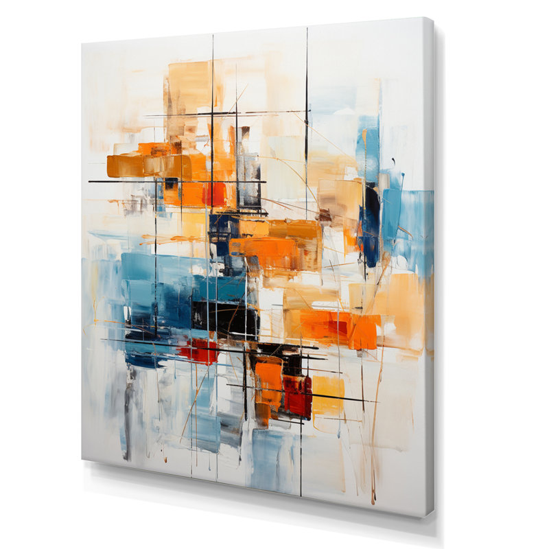 Colorful Mid Century Retro Reflections III - Abstract Midcentury Framed Prints, 40" H x 30" W, Wrapped Canvas, No Frame