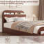 Lit plateforme simple TG en bois avec tête et pied de lit avec rangement, finition naturelle-772394401-772394407