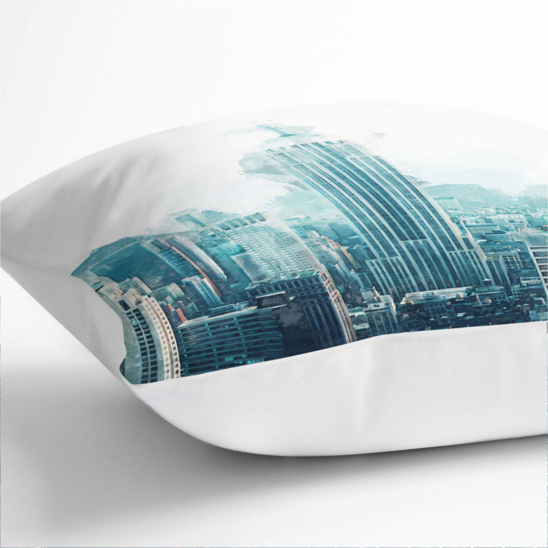 Empire State Building in New York in Abstract Cushion with Filling, 40cm H x 40cm W x 15cm D