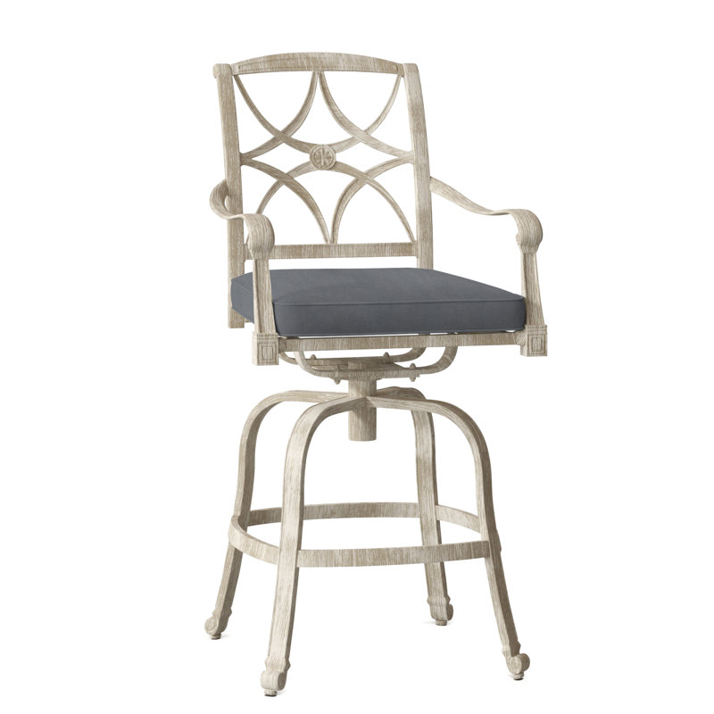 Wiltshire Outdoor Swivel Bar Stool, Stone Linen, Weathered White, 30.25"