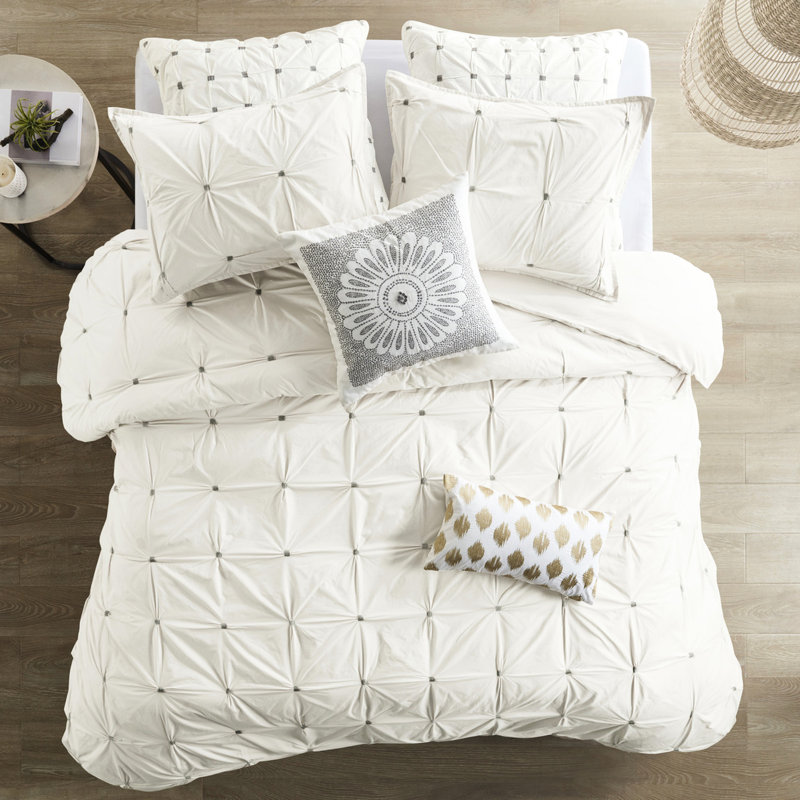 3 pièces édredon en coton - broderie élastique blanc différentes tailles de literie singulier