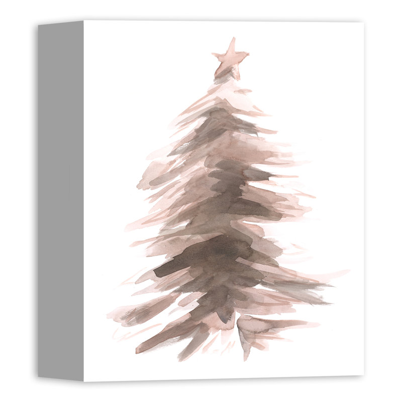 Art sur toile, arbre de Noël sépia, Toile tendue, H 10 po x l 8 po x P 1,25 po