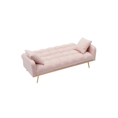 Pink 69 - Inch Adjustable Bed For Primary Living Areas, Three Speed Convertible, Wide Removable , Solid Wood And Artificial Board Structure, 2 Seats, Modern Design Inch With Material Small Bedroom,