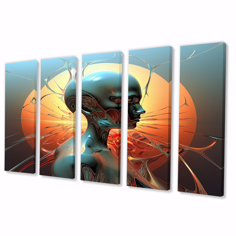 A.I. «Robot Dreams Of Singularity I», reproduction sur toile - 5 panneaux égaux