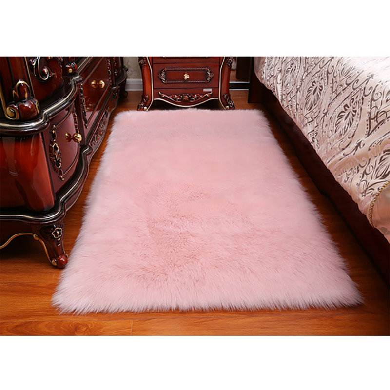 Tapis rose à poils longs Karamo, Rectangle 3 pi x 5 pi
