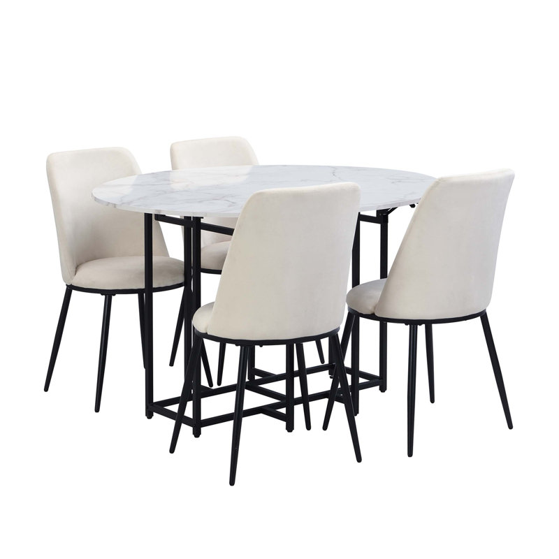 Ensemble de table de salle à manger extensible avec chaises rembourrées, idéal pour les petits espaces et la vie moderne
