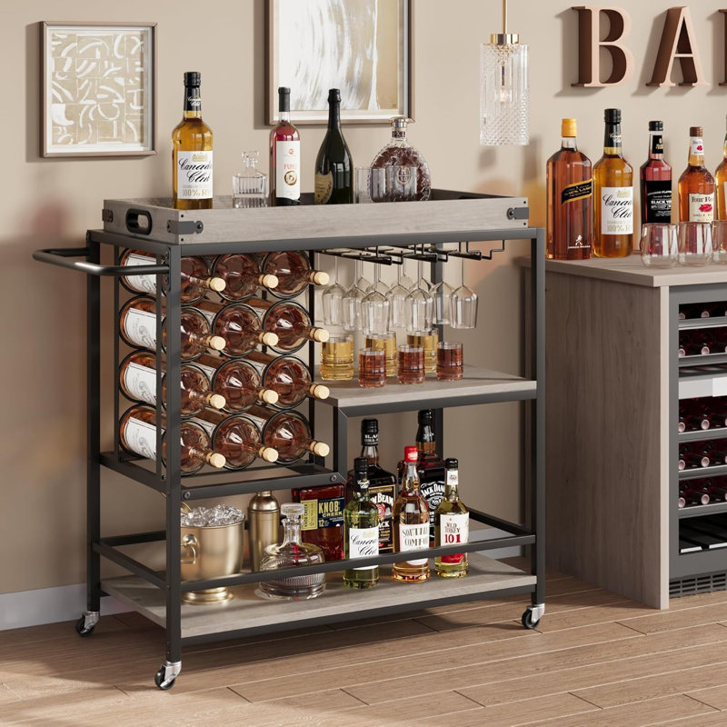 Chariot-bar à 3 niveaux pour la maison, le bar et les chariots de service