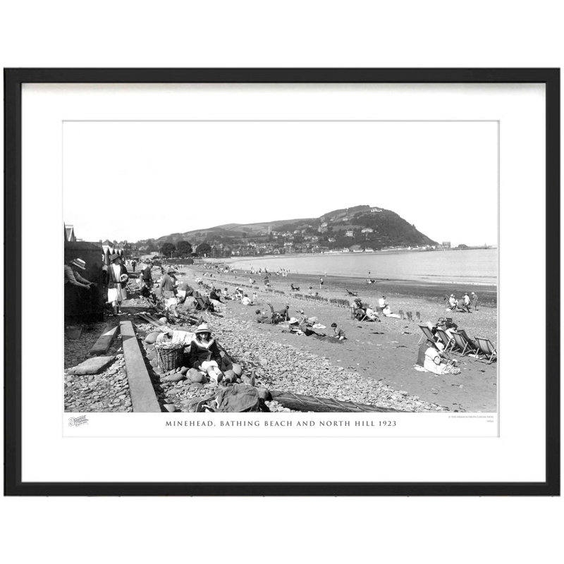 Minehead, Bathing Beach And North Hill 1923 - Single Picture Frame Print, 40cm H x 50cm W x 2.3cm D