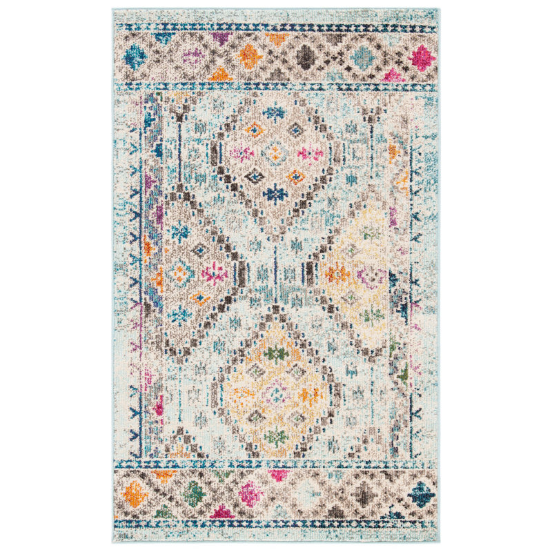 Tapis bleu / jaune Felty, Rectangulaire 3 pi x 5 pi
