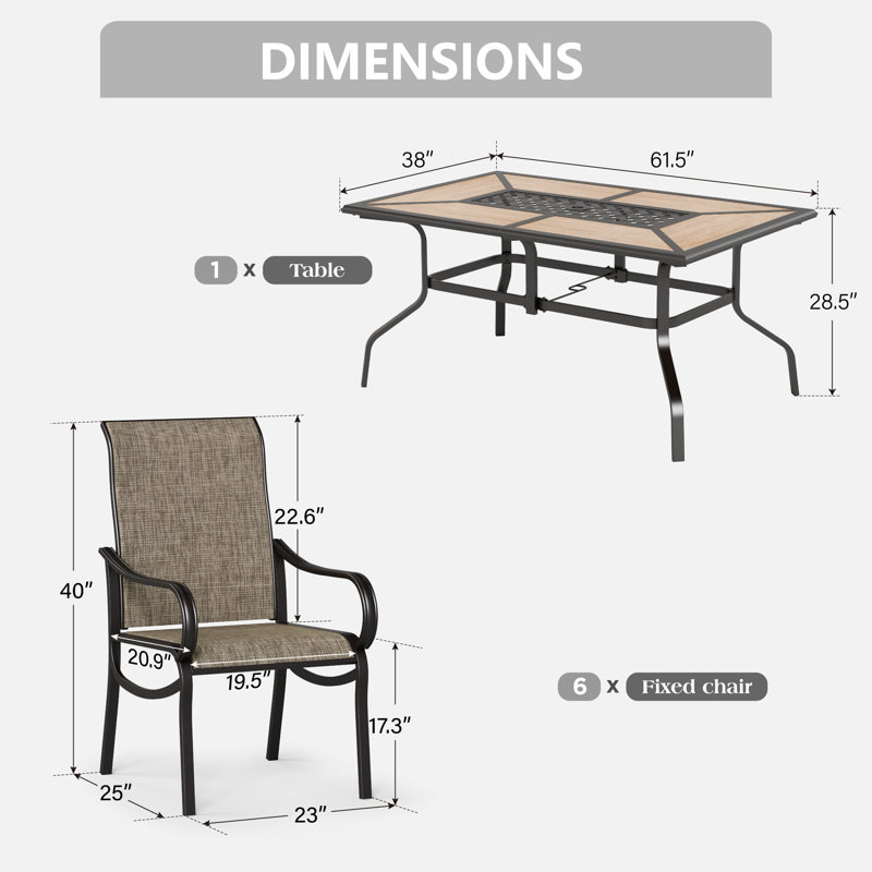 6-person Patio Dining Outdoor Table Set