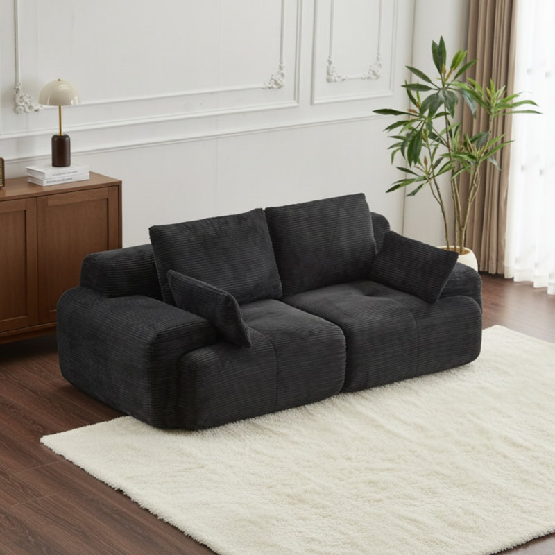 Canapé modulaire modulaire pour causeuse 2 places, Noir