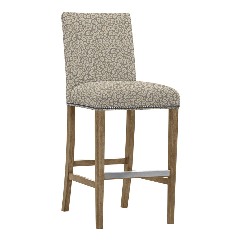 Gin Fizz Upholstered Stool with Solid Wood Frame, Yes, Tuck Graphite, Hampton