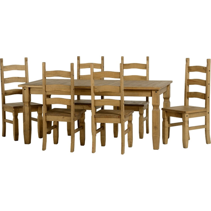 Bridewell 6 - Person Pine Solid Wood Dining Set