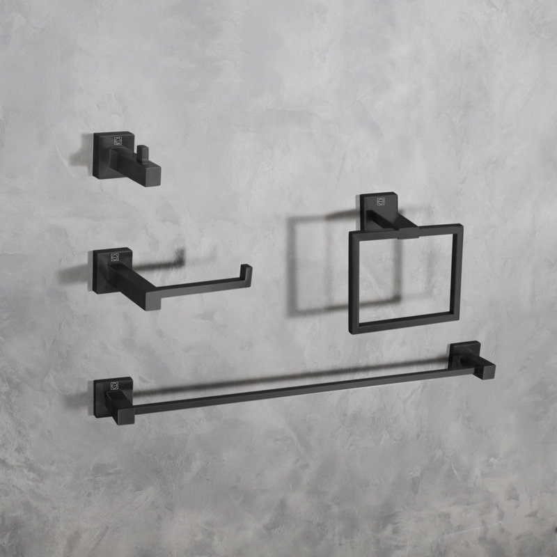 Isla 4 - Piece Bathroom Hardware Set, Matte Black