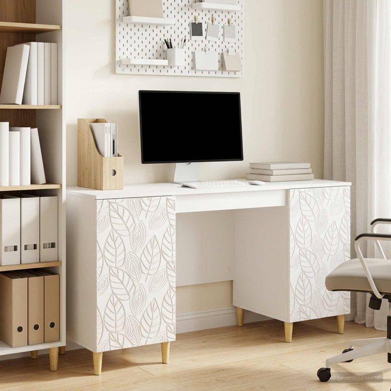 Credenza Desk, High Gloss White