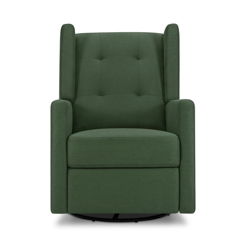 Misty Grey Swivel Recliner with Wood Base