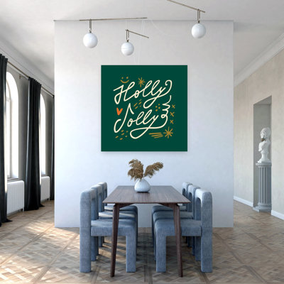 Happychristmasno05 Modern Abstract Contemporary Winter Wall Art Print 1 Piece Wrapped Canvas Wall Art