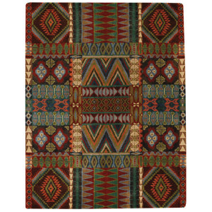 Lachezar Big Horn Southwestern Handmade Tufted Wool Red/Brown/Green Area Rug