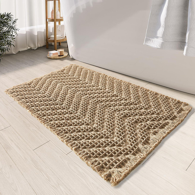 Nathalee Non-Slip Bath Mat, Brown, 16" L x 24" W