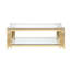 Table basse rectangulaire avec plateau en verre et acier inoxydable doré, 48 po pour structure de salon en acier et plateau en verre-1075940343-1075940341