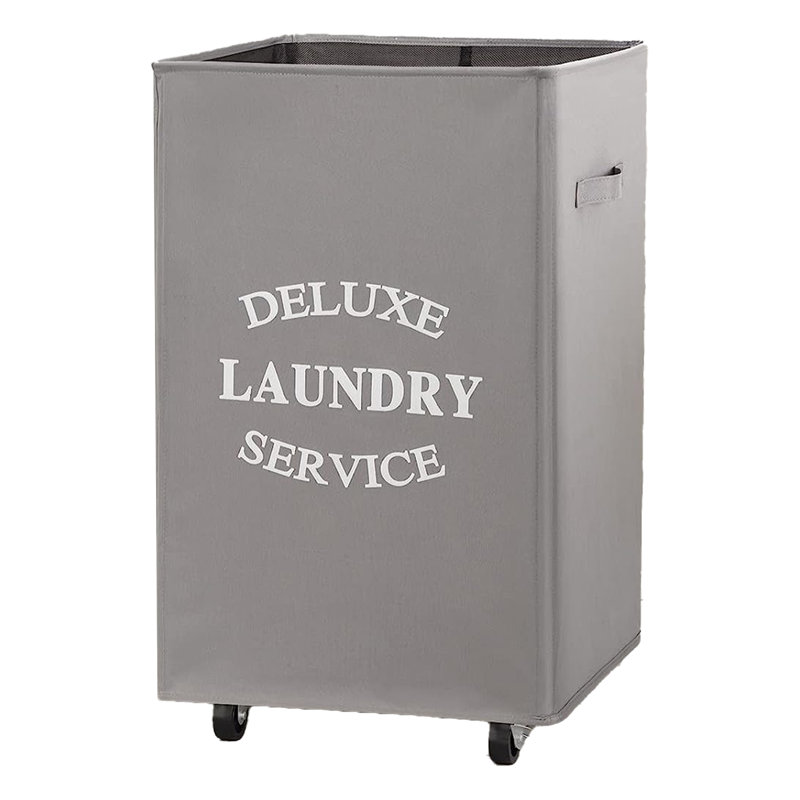 Fabric Rolling Laundry Hamper with Handles, Gray