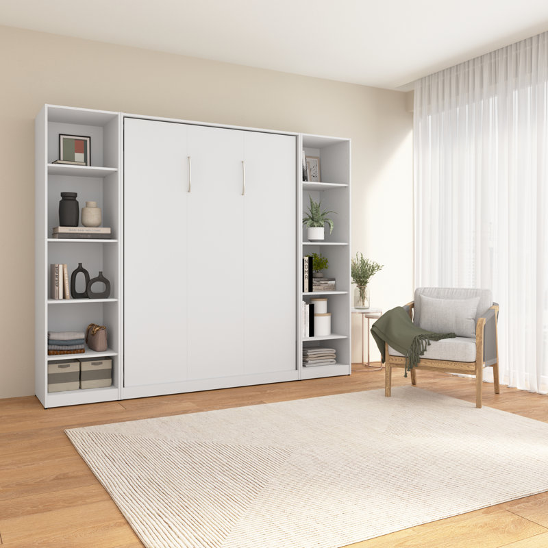 Lit escamotable Oneybrook, Blanc, Double