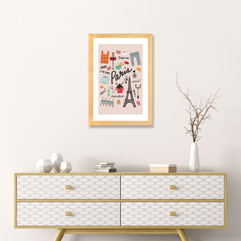 «City Love II» par Nina Seven - impression d'art graphique, H 24 po x l 16 po x P 1 po, Papier encadré de bois naturel