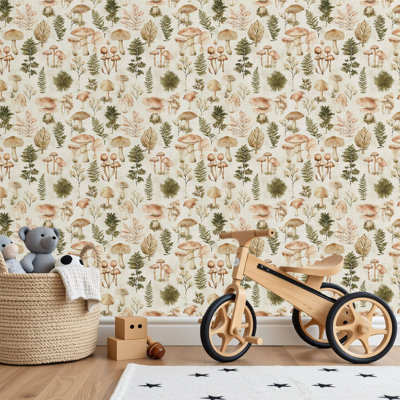 Peel and Stick Wallpaper Contact Paper Farmhouse Decor Mushroom Botanical Ferns Self Adhesive and Removable 17.7in x 118in(45x300cm)
