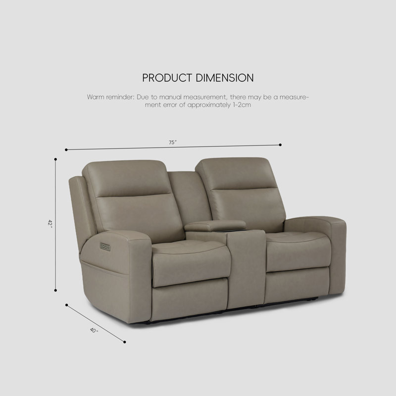Causeuse inclinable en cuir véritable avec gravité zéro, Beige foncé