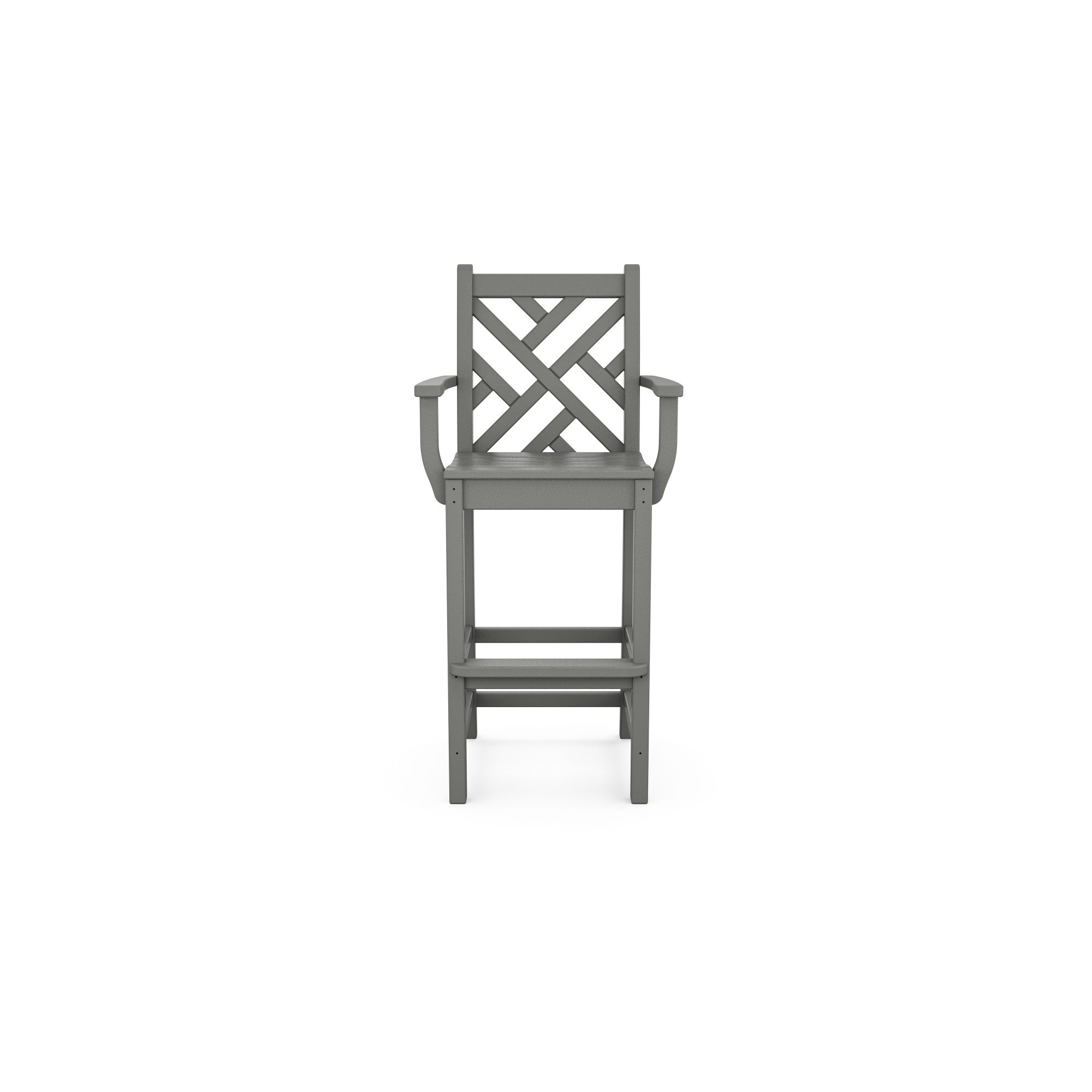 POLYWOOD Chippendale Bar Arm Chair in Sand, Slate Gray