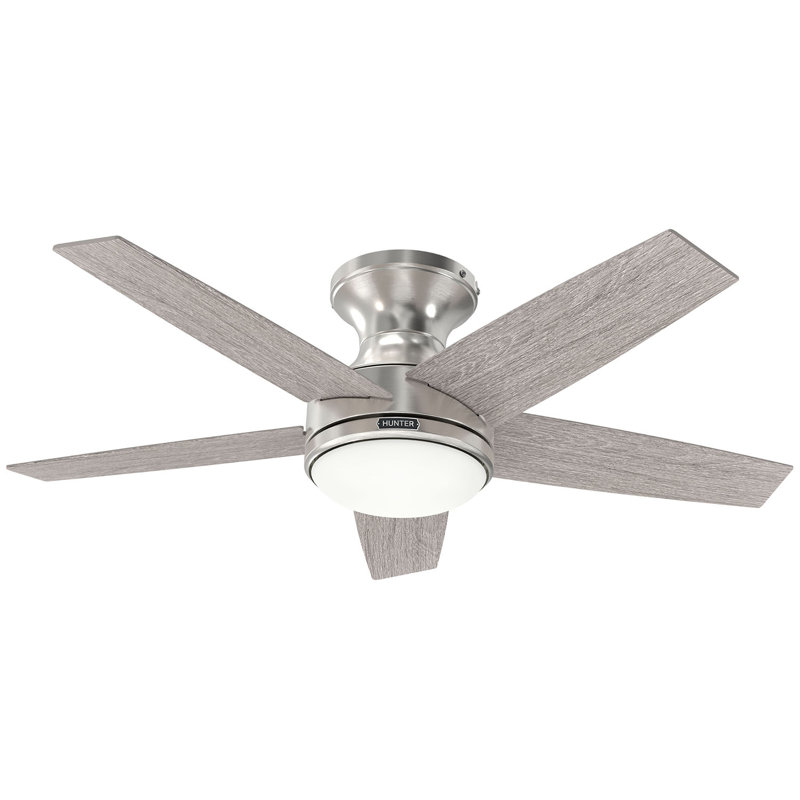 Hunter 44 inch Dreska Low Profile Ceiling Fan with LED Light Kit and Handheld Remote, Brushed Nickel