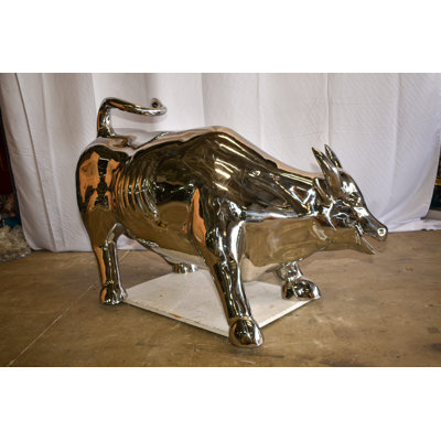 Large Wall Street Bull Made of Stainless Steel 60" x 30" x 37"H